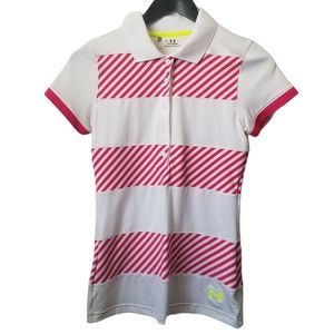 Under armour women's pink & white golf polo shirt
